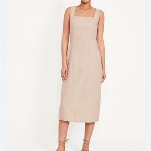 NWOT Old Navy Square Neck Flax Linen Midi Dress Size XL